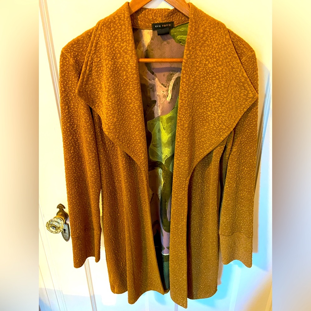 Eva Varro unstructured long jacket size XS (runs large) in rich marigold spice